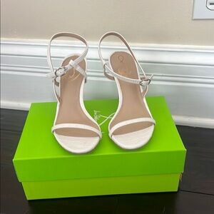 Sam Edelman Doran White Croc Strappy Heels-Size 6M